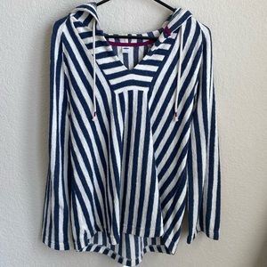 Striped Long Sleeve poncho with hood